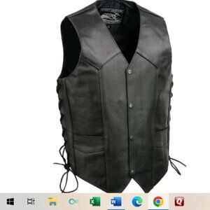 Event Leather Motorcycle Biker Riding Vest - Size XL‎ - Black